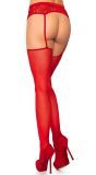 Rode Transparante Kousen met Aangehecht Jarretel