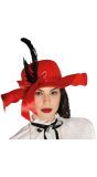 Rode Victoriaanse Flaphoed met Veren