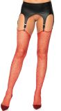 Rode Visnet Jarretel Kousen met Glitter Steentjes