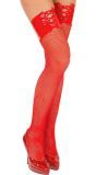 Rode Visnet Kousen met Rode Vinyl Top