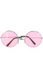 Ronde Partybril Hippie Roze Xl