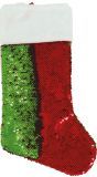 Rood en Groene Pailletten Kerstsok Omkeerbaar