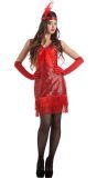 Rood Glitterkostuum met Franjes Dames