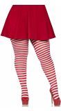 Rood Wit Gestreepte Panty Plus Size