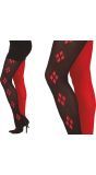 Rood Zwarte Harlekijn Panty Dames