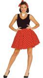 Rood Zwarte Retro 50's Polkadot Rok met Hoofdsjaal Dames