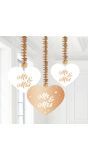 Rose Gouden Bruiloft 3 Harten Hangende Versiering