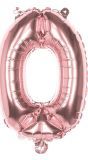 Rosegoud Folieballon Cijfer 0