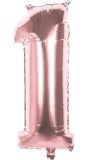 Rosegoud Folieballon Cijfer 1