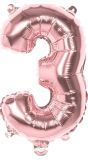 Rosegoud Folieballon Cijfer 3