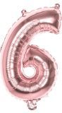 Rosegoud Folieballon Cijfer 6
