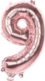 Rosegoud Folieballon Cijfer 9