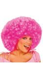 Roze Afro Pruik met Krullen
