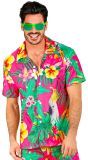 Roze Bloemen Hawaii Party Shirt Heren