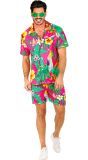Roze Bloemen Hawaii Summer Suit Heren