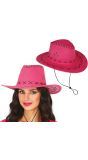 Roze Cowboyhoed Suède Look Volwassenen