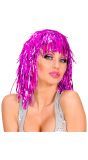Roze Disco Tinsel Pruik
