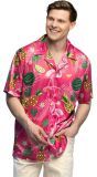 Roze Hawaii Blouse Ananas Watermeloen Heren Flamingo