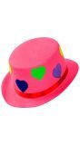 Roze Hoge Hoed met Hartjes
