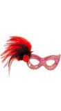 Roze Oogmasker met Roos en Veren