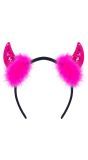 Roze Pailletten Hoorntjes Haarband