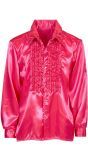 Roze Satijnen Rouchen Blouse