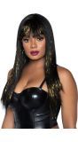 Ruth Zwarte Pruik met Goud Details