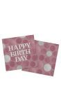 Servetten Glossy Pink Happy Birthday 20 Stuks