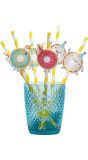 Set Van 6 Papieren Rietjes Donut Design