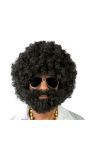 Seventies Afro Pruik met Baard