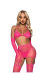 Sexy 5 Delige Roze Strass Visnet Set