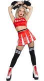 Sexy Devil Cheerleader Dames Kostuum Rood en Wit