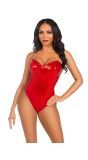 Sexy Rode Pailletten Korset Bodysuit Dames