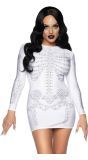Sexy Strass Skelet Jurkje Wit
