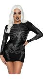 Sexy Strass Skelet Jurkje Zwart