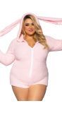 Soft Bunny Catsuit Dames Roze Plus Size