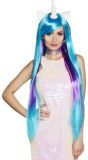 Stardust Lange Eenhoorn Pruik Blauw