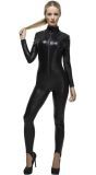 Strakke Zwarte Lederlook Catsuit