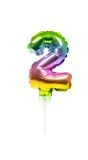 Taart Topper Cijfer 2 Rainbow Folieballon