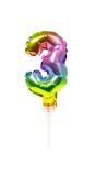 Taart Topper Cijfer 3 Rainbow Folieballon