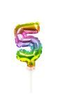 Taart Topper Cijfer 5 Rainbow Folieballon