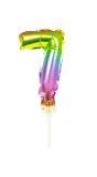 Taart Topper Cijfer 7 Rainbow Folieballon