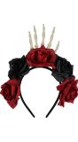 Tiara met Rozen en Skelethand Halloween Dames