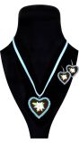 Turquoise Dirndl Ketting en Oorbellen Set Edelweiss
