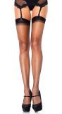 Ultra Transparante Jarretel Kousen Zwart