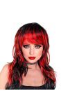 Vampier Pruik Lang Zwart Rood Halloween Dames