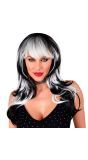 Vampier Pruik Lang Zwart Wit Halloween Dames