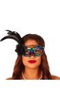 Veelkleurige Pailletten Oogmasker met Veren