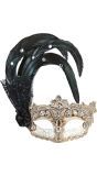 Venetiaans Gala Oogmasker met Zwarte Veren