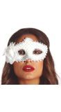 Venetiaans Oogmasker met Bloemen Wit